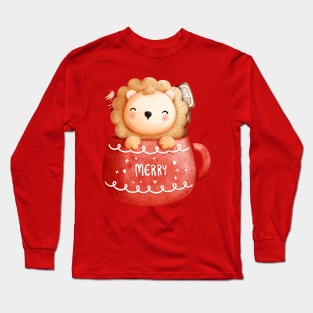 The Baby Lion In A Christmas Cup Long Sleeve T-Shirt